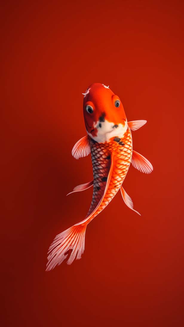 红色背景鲤鱼的AI咒语prompt描述词丨Ai绘画描述