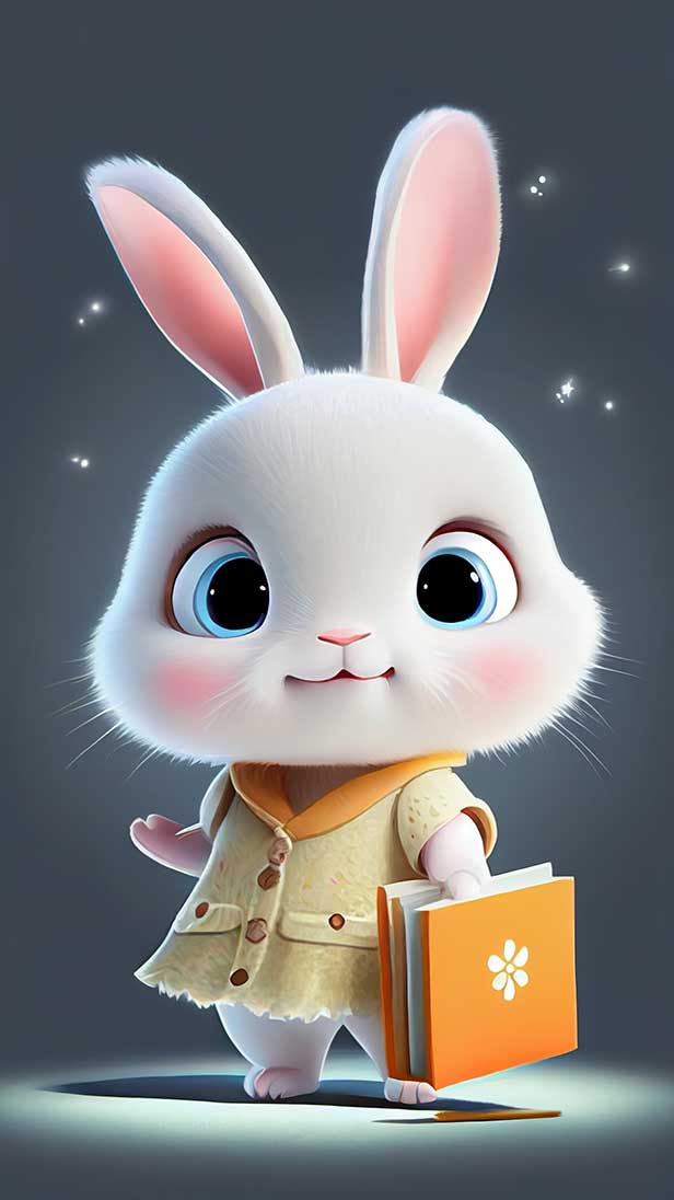 可爱甜美的快乐小白兔的AI咒语prompt描述词丨Ai绘画描述