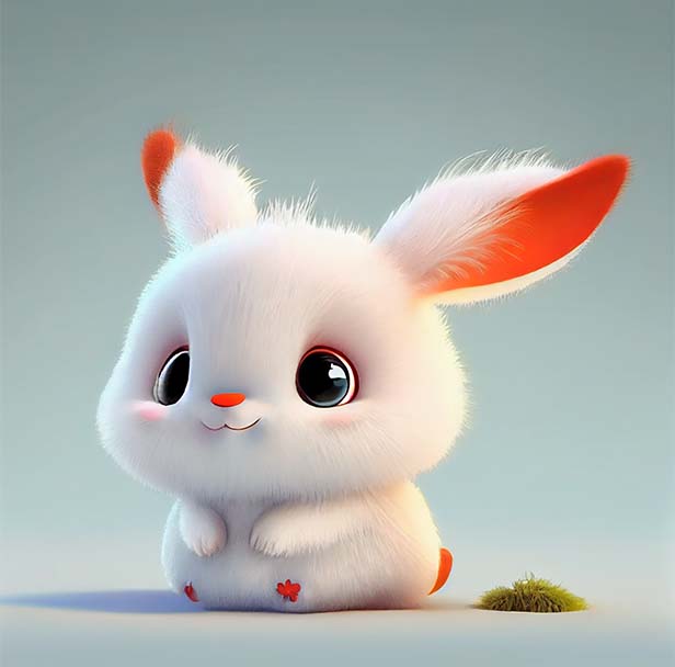 超级可爱的皮克斯风格的小白兔