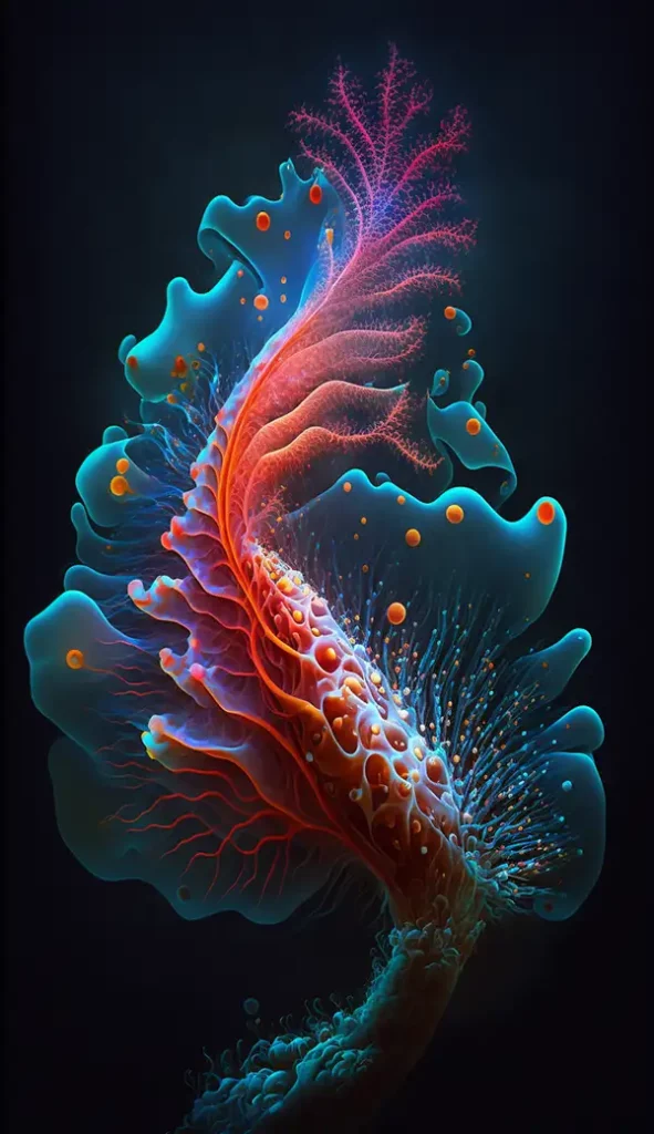 web分形鱼：：洋红色和青色充满活力的星云