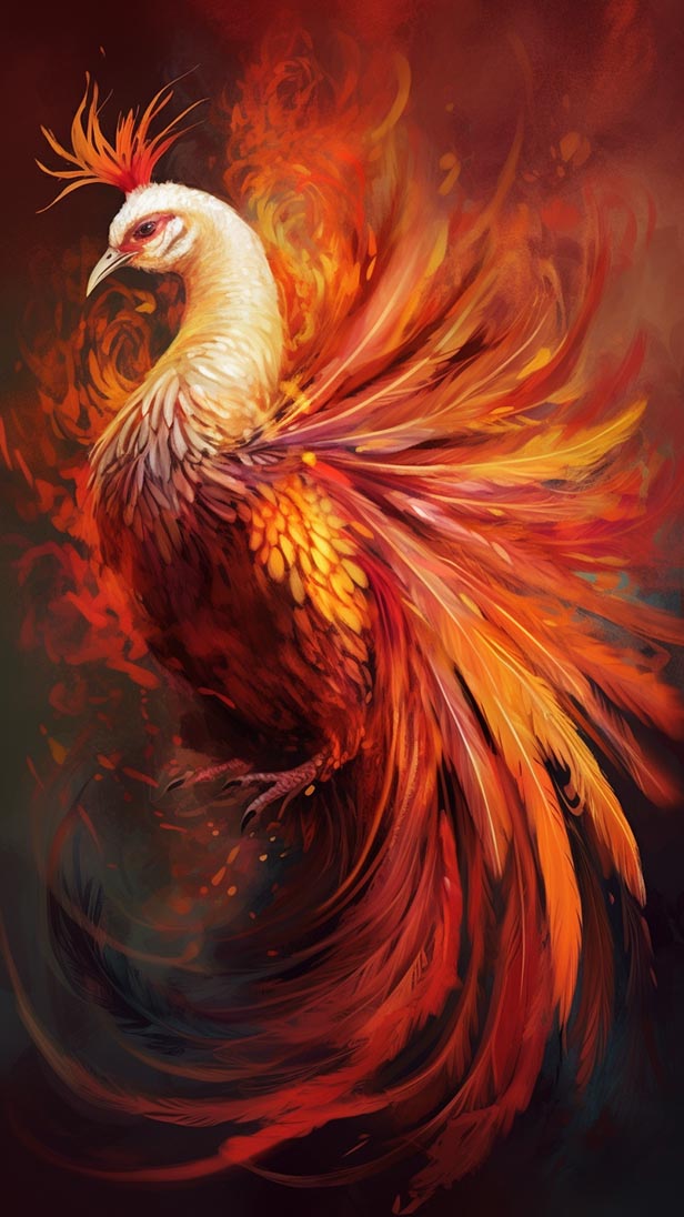 一种美丽的大鸟，羽毛呈金色-凤凰的AI咒语prompt描述词-Ai绘画关键词