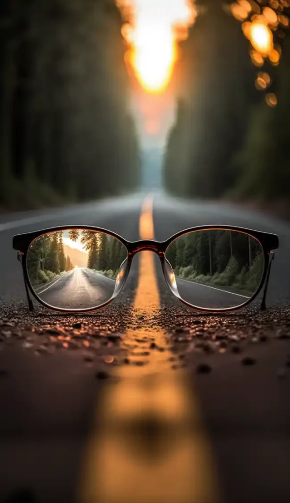 通往眼镜后面光源的道路清晰图像