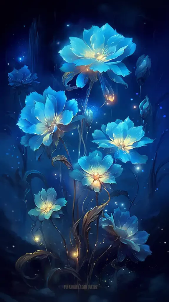 黑暗中的蓝色花朵