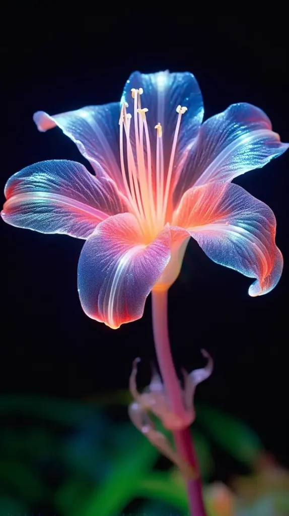 令人惊叹的自然照片发光的光纤水晶百合