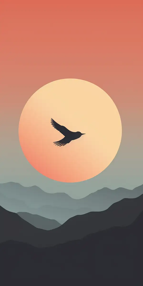 一只鸟在抽象的色块天空中优雅地翱翔-Ai关键词  Midjourney关键词 Ai绘画教程 Ai绘画 设计资源 设计教程